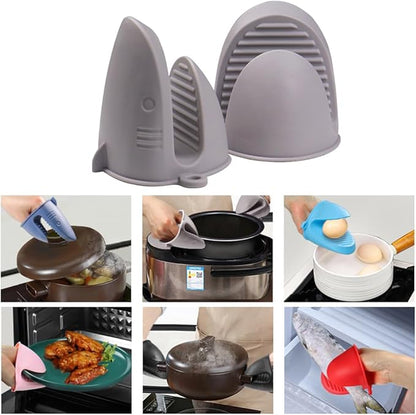 Oven Mitts，Mini Oven Gloves Silicone Heat Resistant Cooking Pinch Mitts Potholder for Air Fryer Kitchen Cooking & Baking (Grey)