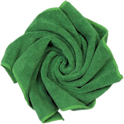 CARCAREZ Premium Microfiber Detailing Towels, 340 GSM Lint Free Car Buffing Waxing Polishing Drying Towels (6, Green, 16x16 Inch)