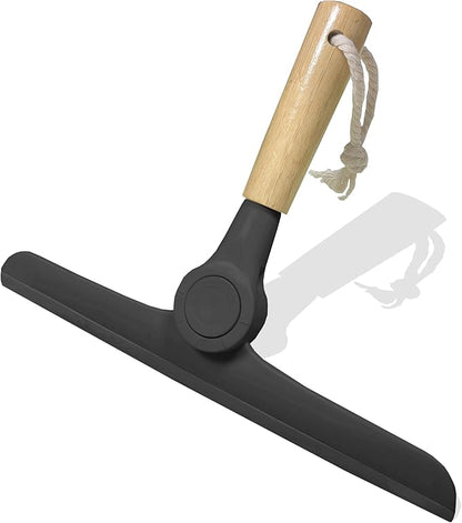 Show Squeegee for Glass Door Bathroom Squeegee with Bamboo Handle Show Wiper for Glass Door Window Tile Wall Car Windshield Mirror (Black)