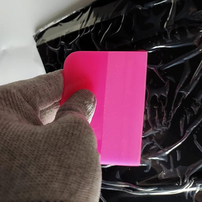 4 Inch Pink Anti-Scratch TPU Rubber Squeegee PPF Vinyl Scraper for Paint Protection Film, Car Tinting, Window Cleaning (Pink Square)