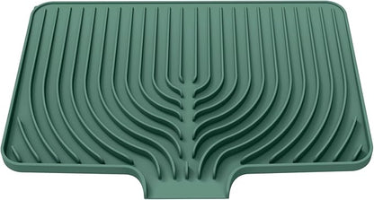 Dish Drying Mat for Kitchen Counter, with Built-in Drain Lip, Food-Grade Silicone, Easy Clean Pad for Countertop Protection, Multi-Functional Use (18x11.8, Dark Green)