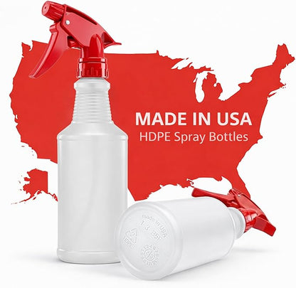 Bar5F Spray Bottles, 16 Oz, 4 Pack, Chemical-Resistant HDPE, BPA-Free, Non-Toxic, Red Trigger Sprayers, Refillable Empty Sprayer Bottle for Cleaning Solutions, Vinegar, Alcohol, Made in USA