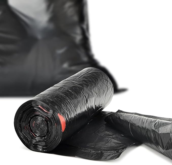 Pre-Separated Drawstring Trash Bags for 15 Gallon Trash Cans, 100 Count, Ultra Strong Black Tall Kitchen Garbage Bags, Tear-Free Large Trash Liners for Lawn & Yard