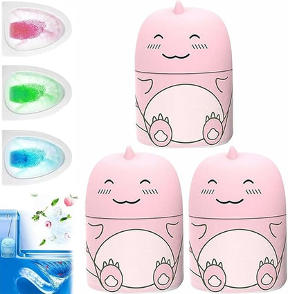 Dinosaur Toilet Bowl Cleaner Bottle, 2026 Upgraded Cute Dinosaur-Shaped Magic Automatic Toilet Tank Cleaner Bottle, Long-Lasting Bathroom Tank Crazy Cleaning Deodorizer Wonder(3pcs-Peach)
