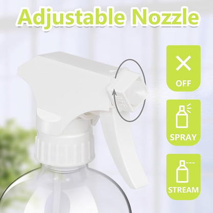 Glass Spray Bottles, 16oz Refillable Containers, Adjustable Spray Nozzles, Spray Bottles for Hair, Solutions, Cleaning, Gardening, Aromatherapy, Pets, Hair -Clear