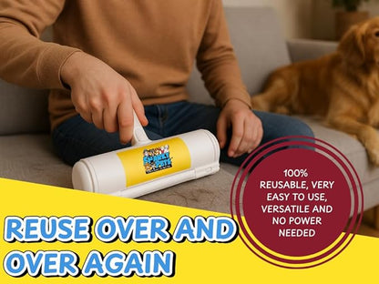Pet Hair Roller – Reusable Pet Hair Remover for Furniture, Carpet & Car – Dog & Cat Hair Lint Roller – Pet Odor & Fur Buster – Grooming Essential & Upholstery Cleaner – Sticky, No Refills