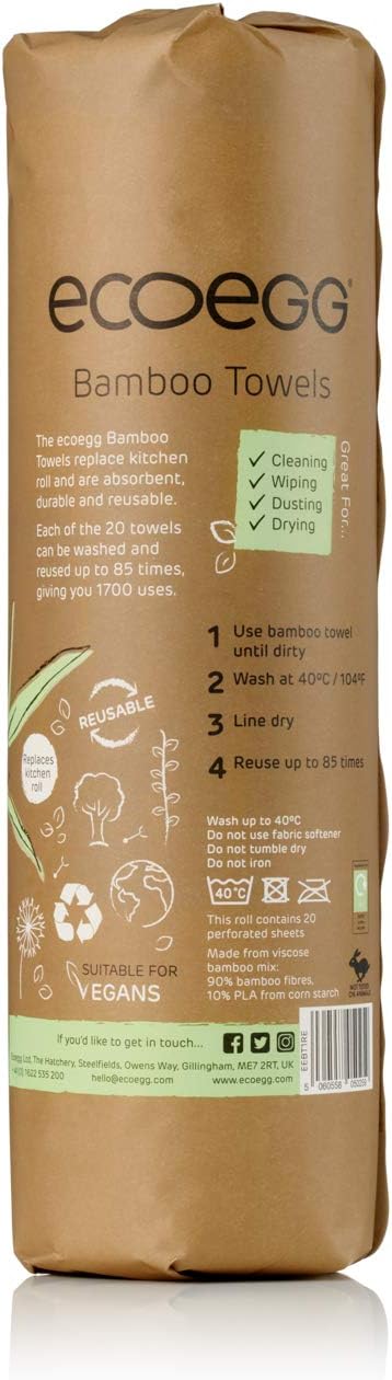 Ecoegg Re-Usable Bamboo Towels, White by Ecoegg