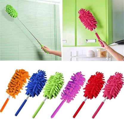 Microfiber Mini Duster Cleaning Brush Dust Cleaner Hand Duster Extendable Handle Soft Fans for Indoor Home Ceiling Cleaning (Orange)