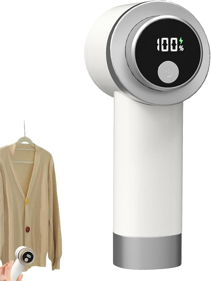 Electric Fabric Shaver, Electric Lint Remover for Clothes, Digital LED Display Sweater Defuzzer Clothing Fabric Pilling Remover for Furniture Couch Blanket Garments Carpet Home Apartment Dorm (White2)