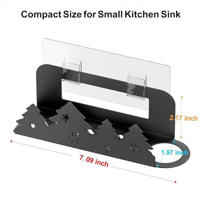GSlife Expandable Dish Drying Rack and Sponge Holder Set, 2 Piece Large Capacity 2-in-1 Rust Resistant Dish Drainer and Adhesive Brush Holder and Soap Holder, Black