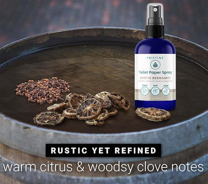 PRISTINE Toilet Paper Spray Instead of Wipes and Bidets - Like Foam Alternative and Gel Alternatives to Wipes, is a Refreshing Bidet Attachment Substitute, Rustic Bergamot, 32 fl oz Refill