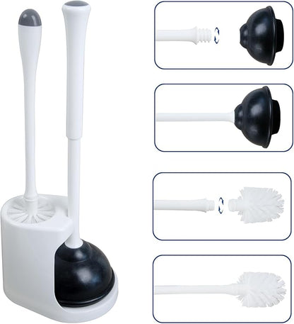 CELOX Toilet Brush and Plunger Set, Toilet Bowl Brush and Holder, Toilet Brush and Holder Set, Bright-White