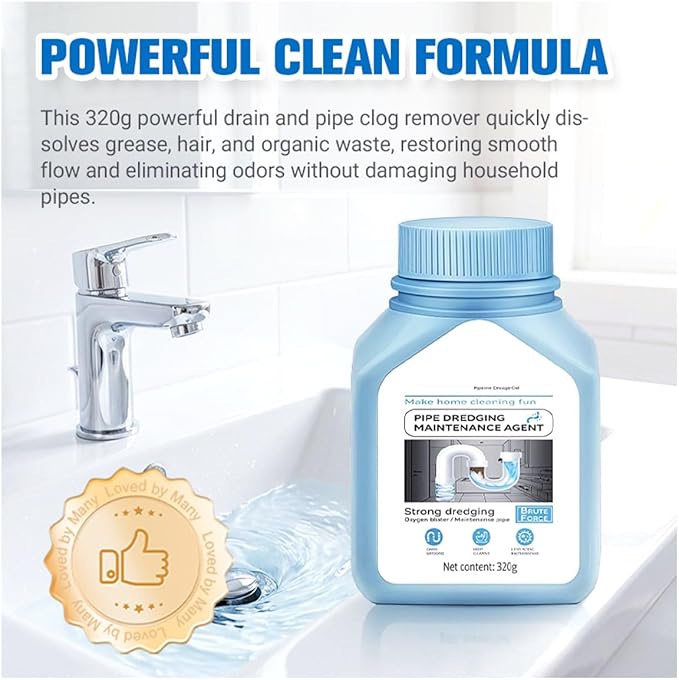 Powerful Drain & Pipe Clog Remover, Pipeline Dredging Agent, Unclog Sink Drain Cleaner for Kitchen Shower Toilet (1PCS)