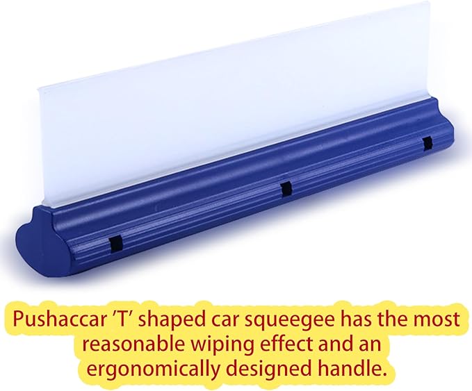 12 Inch Silicone Water Blade Car Squeegee - Pick One-Yellow or Blue Windshield Squeegee, Glass Squeegee, Streak-Free, T-Bar Flexible Fast Drying for Auto Wash, Bathroom, Glass Doors