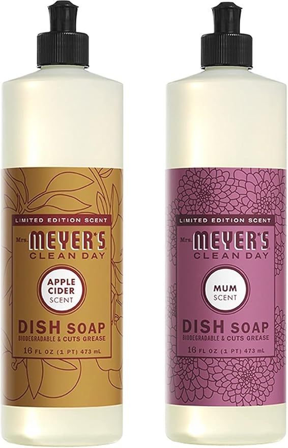 Mrs. MEYER'S Liquid Dish Soap Variety Pack, 1 Apple Cider, 1 Mum, 2 CT