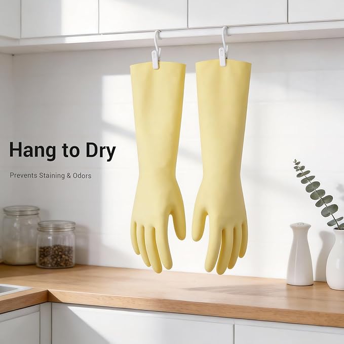 ThxToms 2 Pair Nitrile Dishwashing Cleaning Gloves,with Cotton Flocked Liner,Skin-Friendly & Anti-Slip Design,Y&P