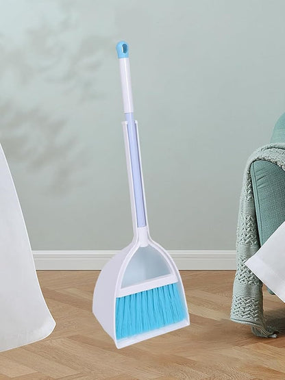 Mini Broom and Dustpan, Home Kitchen Sweeping for Kids(White+Blue)