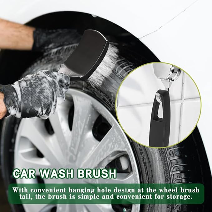 Carpet Cleaning Brush, Car Cleaning Brush, Tire Brush Wheel Cleaner, Universal Soft Bristle Car Wash Brush Short Handle Tire Cleaner Car Accessories for Car Interior Exterior and Home