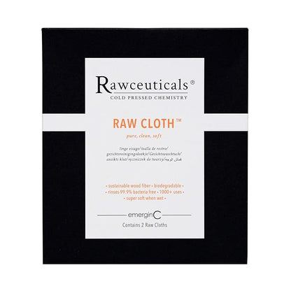 emerginC Rawceuticals Raw Cloth - Reusable Facial Cloth - Eco-Friendly Face Wipe (2 Cloths)