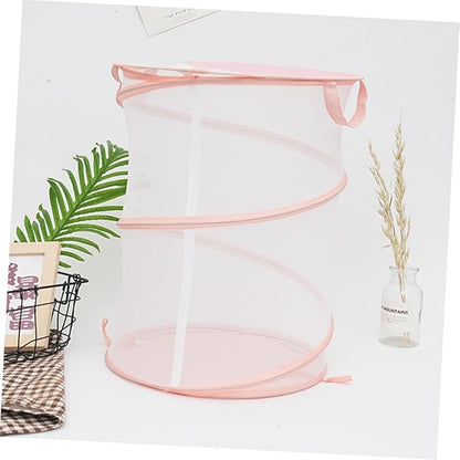 Outanaya Collapsible Laundry Hamper Handles Foldable Mesh Storage Basket for Clothes Toys and More Lightweight and Portable Organizer Macaron Color for Bedroom Bathroom and Dorm Use