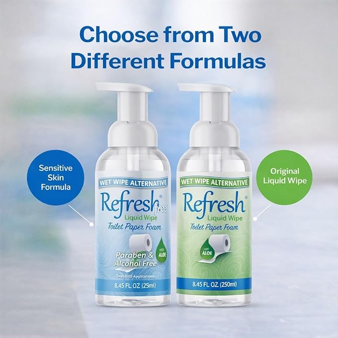 Refresh Liquid Wipe: Toilet Paper Foam (Original Foam, 250ml (8.45 Fl Oz) 1 Pack)