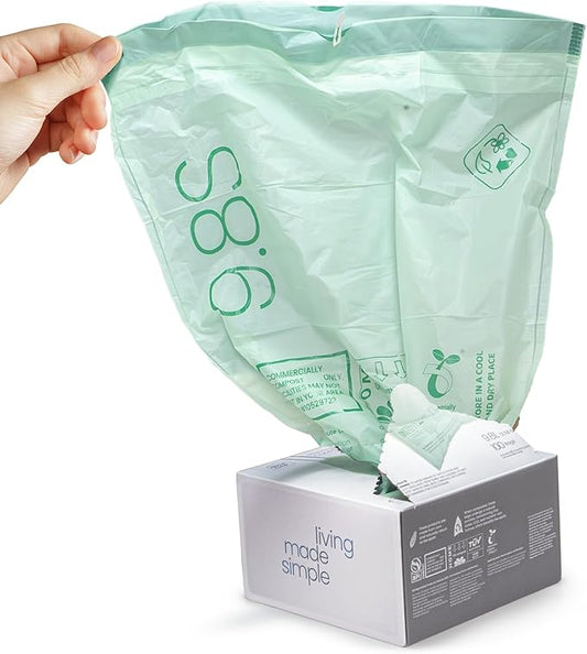Home Zone Living 2.58 Gallon Small Compost Kitchen Trash Bags with Drawstring Handles, BPI-Certified Eco Friendly, Heavy Duty Custom Fit for 10 Liter Trash Can Liner, Code 9.8S, 100 Count, Green