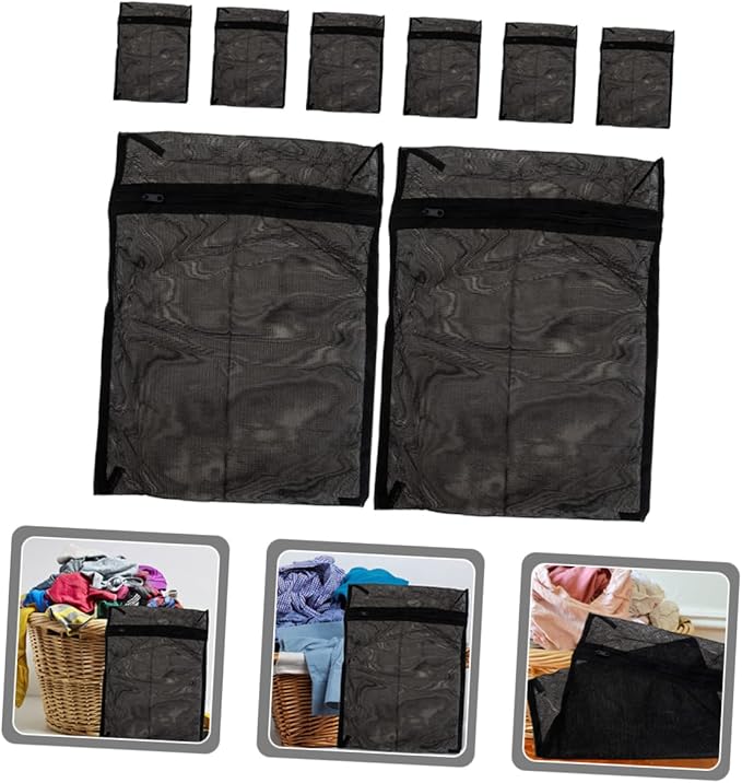 CHILDWEET Mesh Laundry Bags with Zipper 8-Pack Delicates Washing Bags for Travel Storage and Clothes Organizing Protects Bras Socks Underwear in Washing Machine
