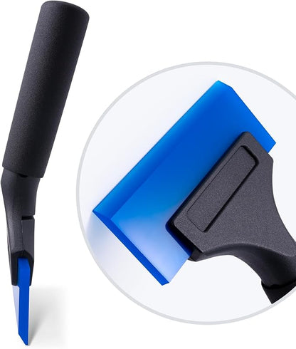 FOSHIO 1 Pack Rubber Water Blade Shower Squeegee Scraper Mirror Glass Wiper Window Cleaner with 7" Long Non-Slip Handle for Bathroom Window Tinting