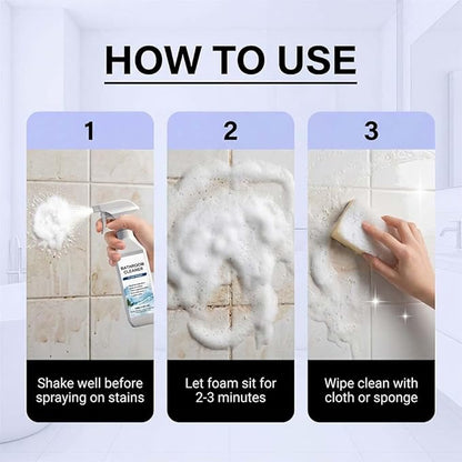 Scale Remover Bathroom Cleaner Foam Spray, 100ml Heavy Duty Shower Cleaner for Stubborn Stains, Soap Scum, Hard Water - Ideal for Tiles, Glass, Stainless Steel, Sinks
