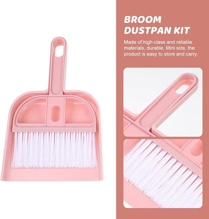Mini Broom and Dustpan Set 6 Pack Compact Desktop Cleaning Tools with Ergonomic Handle for Household and Small Pet Cleanup