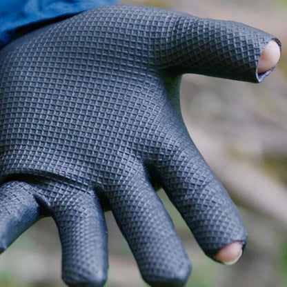Patented Open Index Finger and Thumb Tip Touchscreen Foam Nitrile Gloves for Hiking, Camping, & Outdoor Recreation (Men & Women)