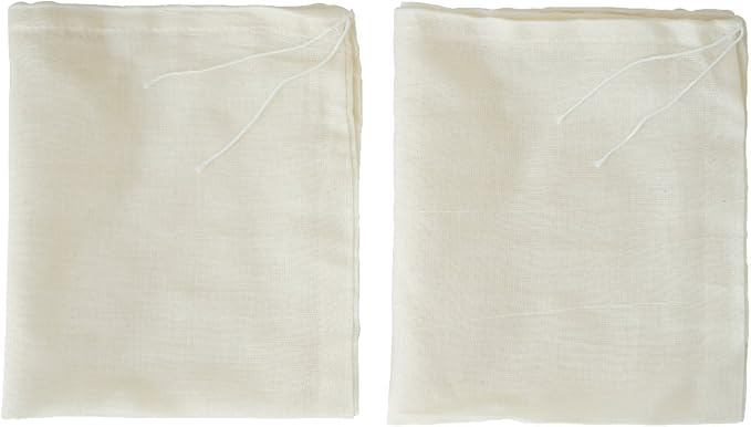 Reusable Cheesecloth Bags, 100% Cotton Fine Mesh Strainer for Cold Brew Coffee, Nut Milk, Tea & Juice - Large (2 Pack)
