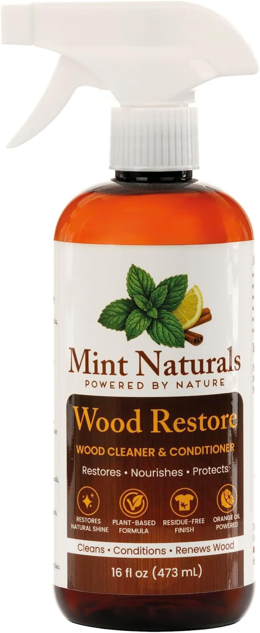Natural Wood Cleaner & Furniture Conditioner – Plant-Based Polish Formula That Helps Clean & Protect Wood Surfaces, 16 oz – Made in USA