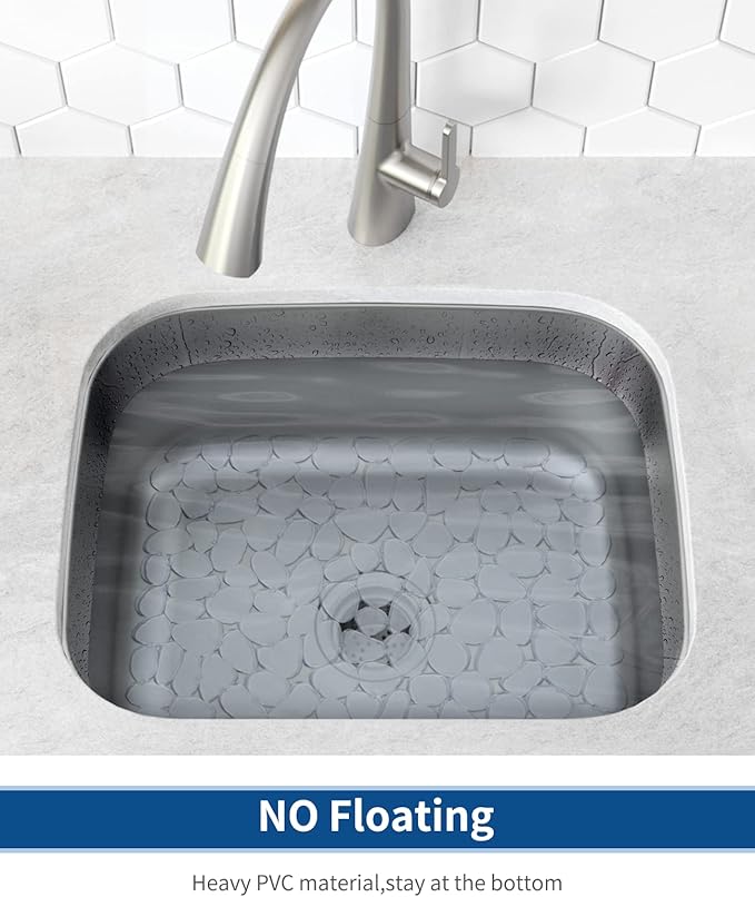 Bligli Pebble Sink Mat for Stainless Steel/Ceramic Sinks, PVC Eco-friendly Sink Protectors for Bottom of Kitchen Sink, Dishes and Glassware, Fast Draining, 15.7 x 11.8 inch (2 PACK, Clear)