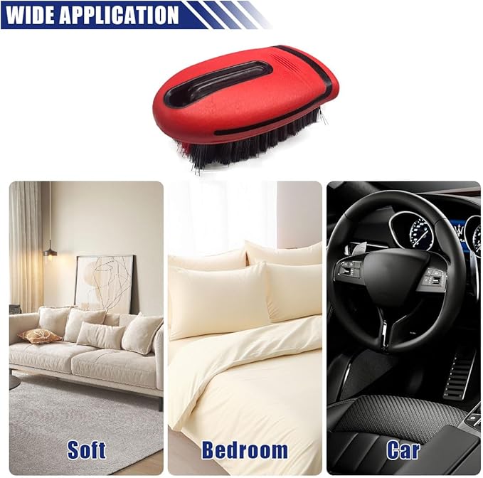 Carpet and Upholstery Cleaning Brush, Hanging Hole Car Cleaning Brush, Leather Seat Brush, Car Detailing Carpet Brush for Car Interior and Home, Fits Scrubbing Couch, Clothes, Tile (Red)