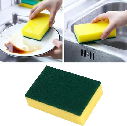 Double Sided Cleaning Sponge, Strong Absorbent Heavy Duty Scrub Sponge Non Scratching Reusable Dish Cleaning Scrub Sponge for Household Kitchen Bathroom