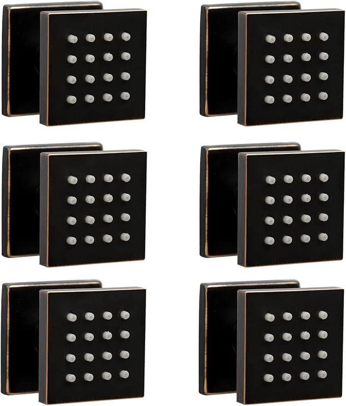 HOMEDEC 2inch Brass Square Massage Shower Body Sprayer Jets, Oil Rubbed Bronze, 6 pack