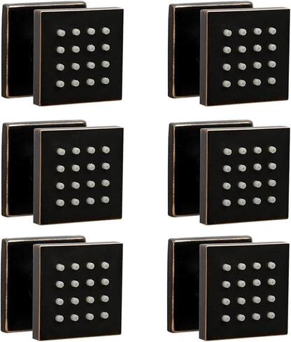 HOMEDEC 2inch Brass Square Massage Shower Body Sprayer Jets, Oil Rubbed Bronze, 6 pack