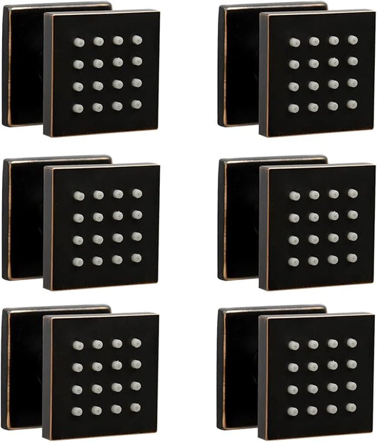 HOMEDEC 2inch Brass Square Massage Shower Body Sprayer Jets, Oil Rubbed Bronze, 6 pack