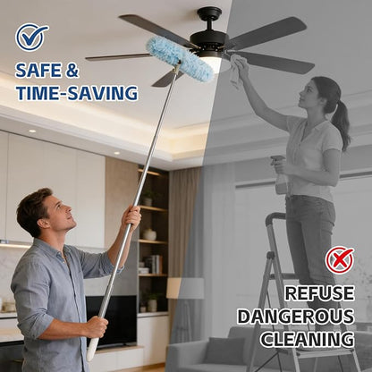 6 ft Duster Extended Handle with 20 Pcs Duster Refill for Swiffer, Duster with Extension Pole, Heavy Duty Duster Refills Kit for Ceiling Fan Blades, Cleaning, Furniture, Blind, Hard-to-Reach Areas