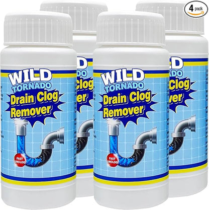 Wild Tornado Pipe Dredge, drain clog remover，Powerful Sink and Drain Cleaner, Fast Foaming for Kitchen and Pipes Cleaning Tool（4pcs）