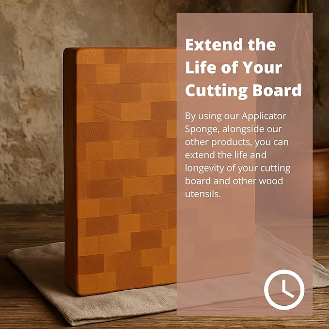 Specialist Board Cutting Board Oil and Wax Applicator by the Block & Board Company | Restores Wood, Butcher Block, Countertop & Utensils | Round Wood Applicator for Food Grade Mineral Oil