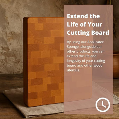 Specialist Board Cutting Board Oil and Wax Applicator by the Block & Board Company | Restores Wood, Butcher Block, Countertop & Utensils | Round Wood Applicator for Food Grade Mineral Oil