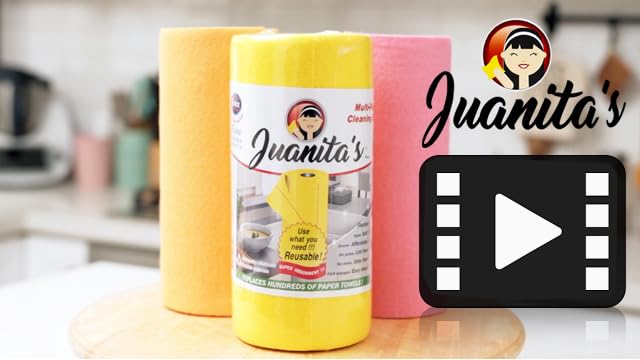 Juanita’s Reusable Paper Towels (25 Sheet Roll) - Washable & Heavy Duty Eco-Friendly Cleaning Cloths - Ultra-Absorbent, Lint-Free & Quick Drying - Zero Waste Alternative - Replaces +80 Paper Rolls