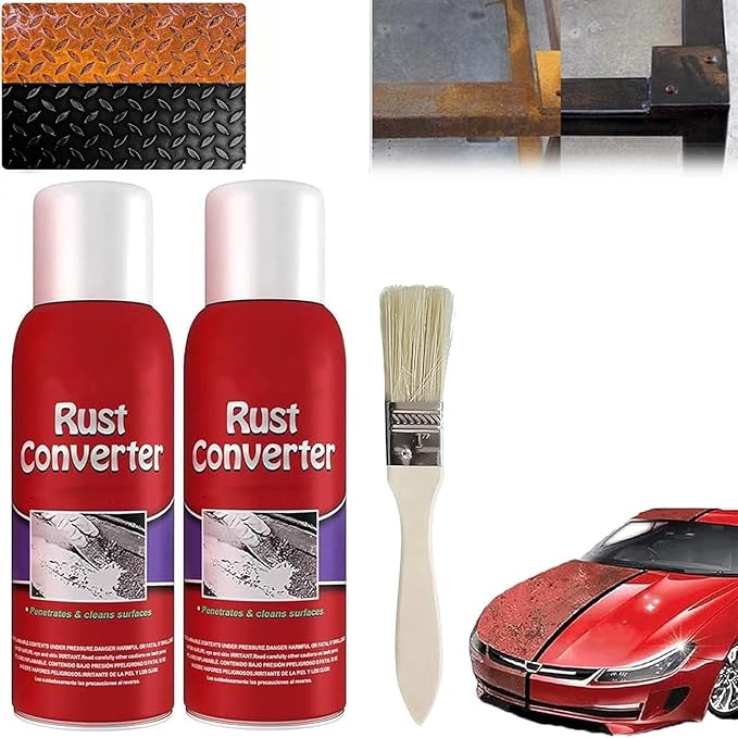 KISHAL Car Chassis Derusting,Car Chassis Rust Converter,Car Rust Remover Spray,Rust Inhibitor Derusting Spray with Brush,Maintenance Cleaning Rust Dissolver (2 Pcs)