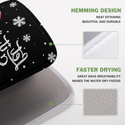 Winter Snowman Dish Drying Mat, Christmas Snow Dish Drying Mat for Kitchen Counter, Christma Cute Snowman Absorbent Fast Dry Dish Drainer Mat Protector Xmas Microfiber Dish Drying Pad 16x18 Inch