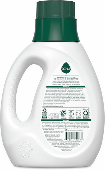 Seventh Generation Liquid Laundry Detergent, Fresh Lavender Scent, 30 Loads, Fights Stains, 45 Fl Oz