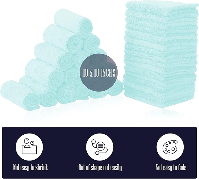 32 Pack Baby Washcloths - Coral Fleece - Absorbent and Soft Wash Clothes for Newborns, Infants and Toddlers Baby boy and Girl - Suitable for Sensitive Skin and New Born - Frozen Blue, 10x10 Inch