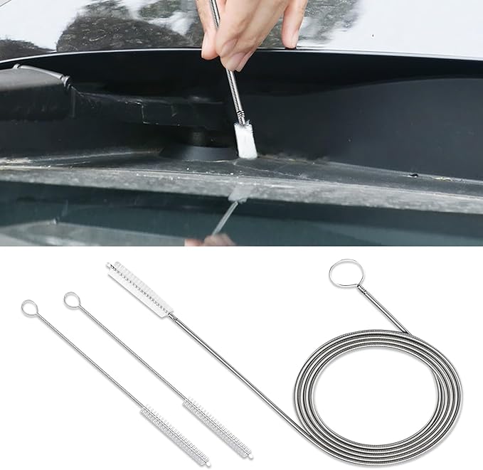 Long Wire Brush, 155CM Stainless Steel Pipe Cleaners Brush, Flexible Auto Sunroof Drain Cleaning Tool, Universal Slim Hose Pipe Brush Cleaner for Sewers, Feeding Tube, Sink, Refrigerator Drain