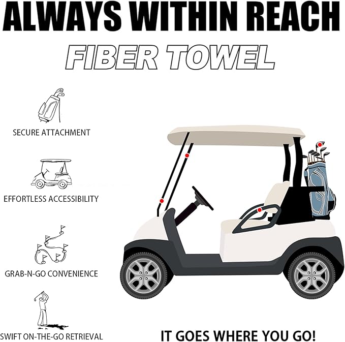 Small Magnetic Golf Towel with Clip, Microfiber Waffle Design - Industrial Strength Magnet for Glof Balls, Golf Bags, Carts Clubs - Red